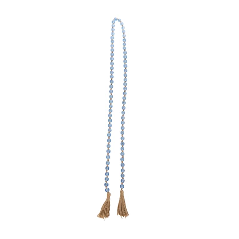 Glass Handmade Round Long Beaded Garland with Tassel with Knotted Brown Jute