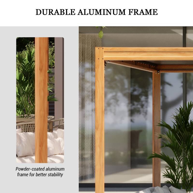 Louvered Pergola 10X20FT, Aluminum Pergola with Adjustable Roof