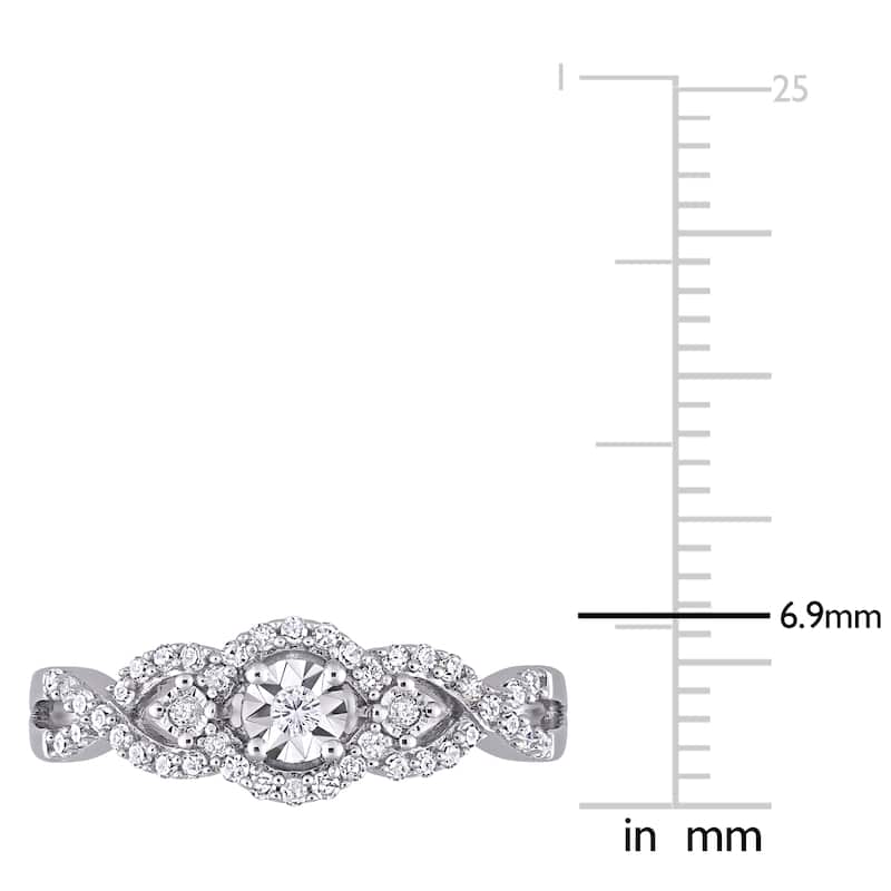 Miadora Sterling Silver 1/4ct TDW Diamond Infinity Halo Engagement Ring