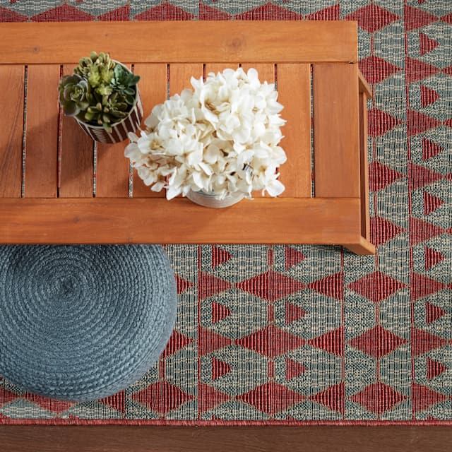 Santa Rosa Woven Jute-look Indoor/ Outdoor Solid Pouf - 18"X18"X12"