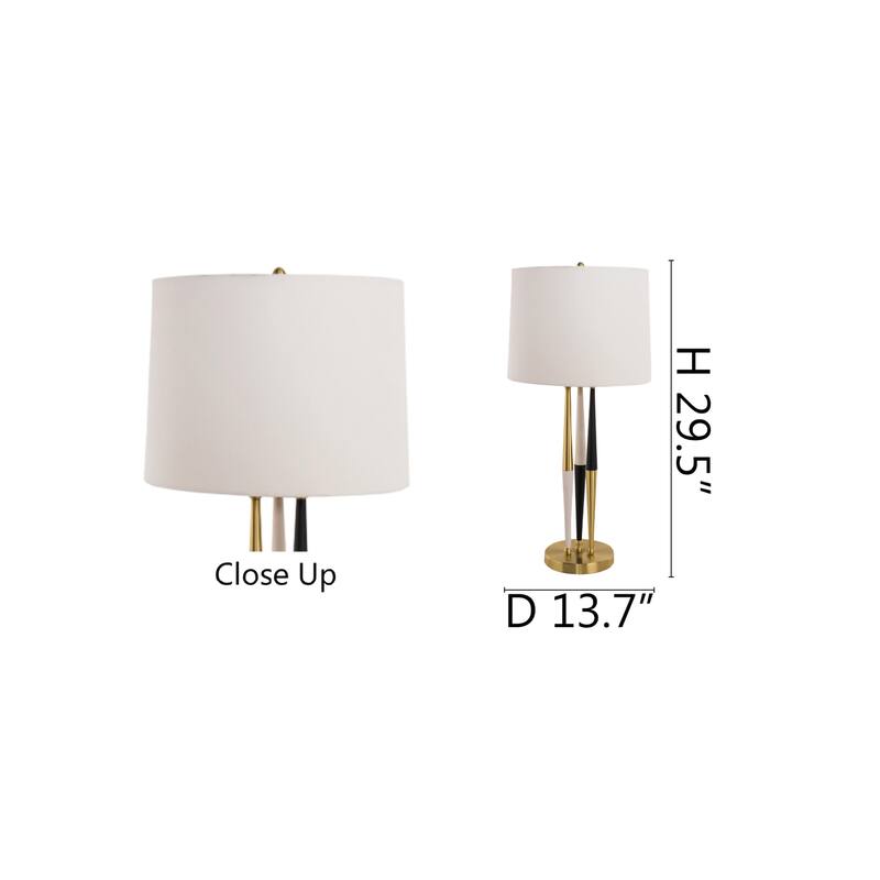Gold, Black And White Metal Frame Table Lamp