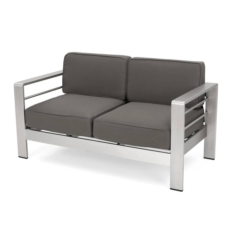 Roomfitters Modern Outdoor Patio Sofa Set, Aluminum Frame with Cushions & Coffee Table, Weather-Resistant Seating