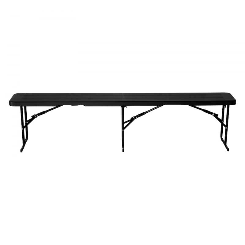 2-Piece 6 Feet HDPE Panel Foldable Bench with Lightweight Sturdy Steel Legs for Weddings or Parties - 71.8" x 11" x 16.9"