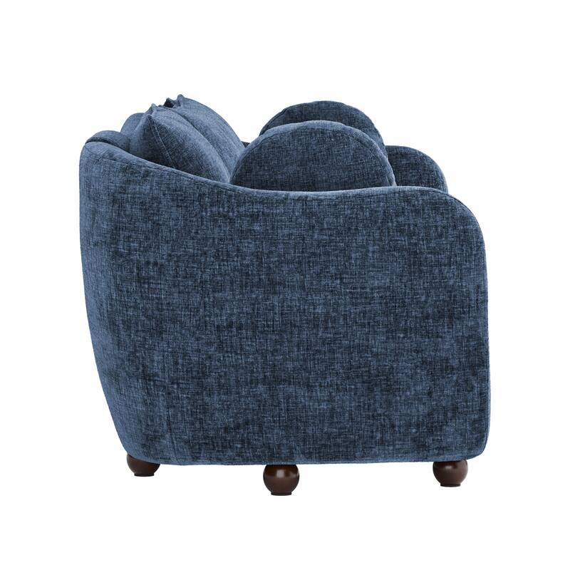 90.6 Inch 3-Seater Sofa Couch with 6 Pillows, Chenille Upholstered Living Room Sofa for Living Room Bedroom Apartment in White