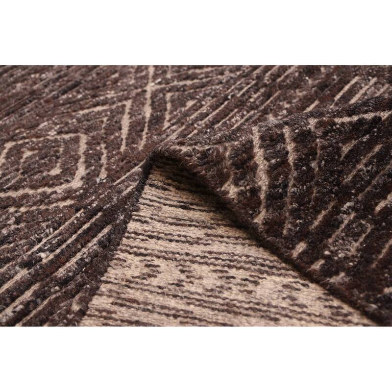 ECARPETGALLERY Hand-knotted Tangier Dark Brown Wool Rug - 5'5 x 7'8