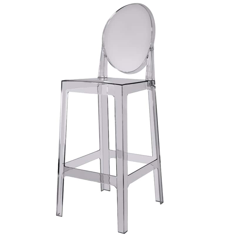 Set of 2 Smoke Modern 30" Seat Bar Stool Counter Height With Back Plastic Chairs For Home Restaurant Office