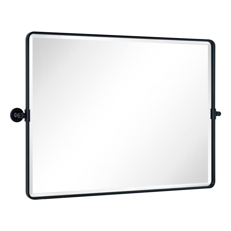 TEHOME Lutalo horizontal Beveled Bathroom / Vanity Mirror - 30" x 40" - Black