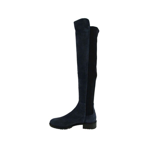 blue suede knee boots