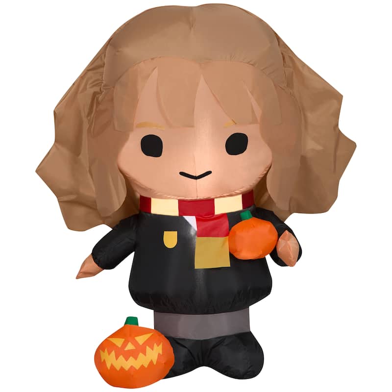 Gemmy Airblown Hermione w/Jack O' Lanterns WB, 3 ft Tall, Multi