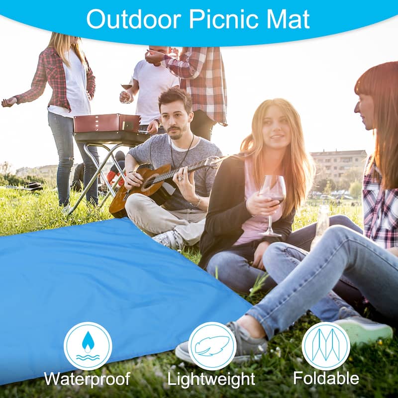 57" x 55" Beach Blanket Waterproof Picnic Mat with Carry Bag Sky Blue - Sky Blue