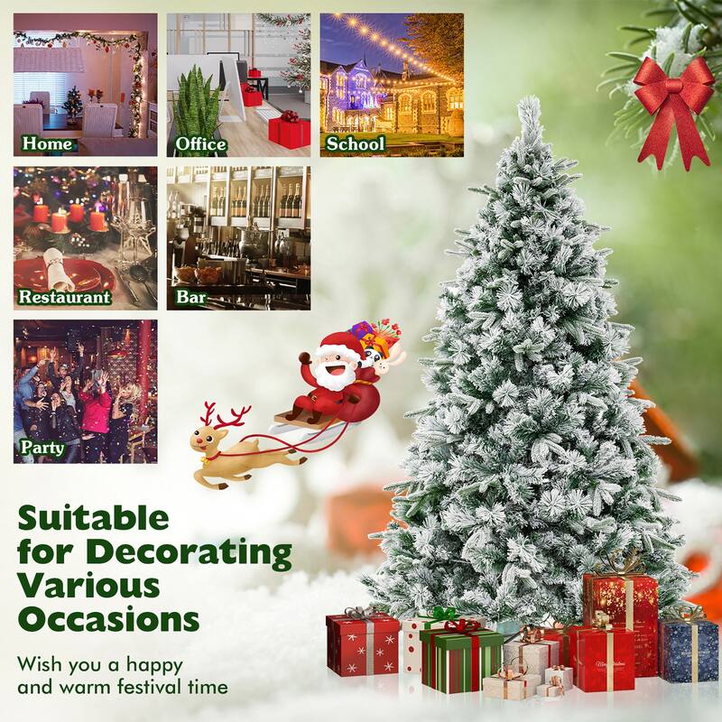 Gymax 6 ft pre-lit artificial Christmas tree w/ 250 LED lights full