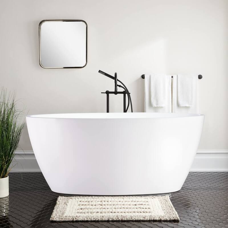 Vanity Art 58.5" X 32.3" White Acrylic Freestanding Bathtub