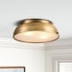 preview thumbnail 11 of 9, Rennnsan 14.2 in. 2-Light Mid-Century Modern Aged Bronze Drum Flush Mount Ceiling Lights with Frosted Glass for Foyers/ Hallways