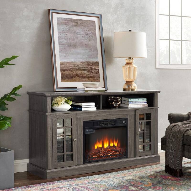 58.25 Inch Classic TV Stand with 23-Inch Fireplace Insert