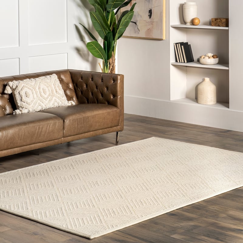 Nuloom Natural Textured Suzanne Area Rug - 7'6" x 9'6" - Cream