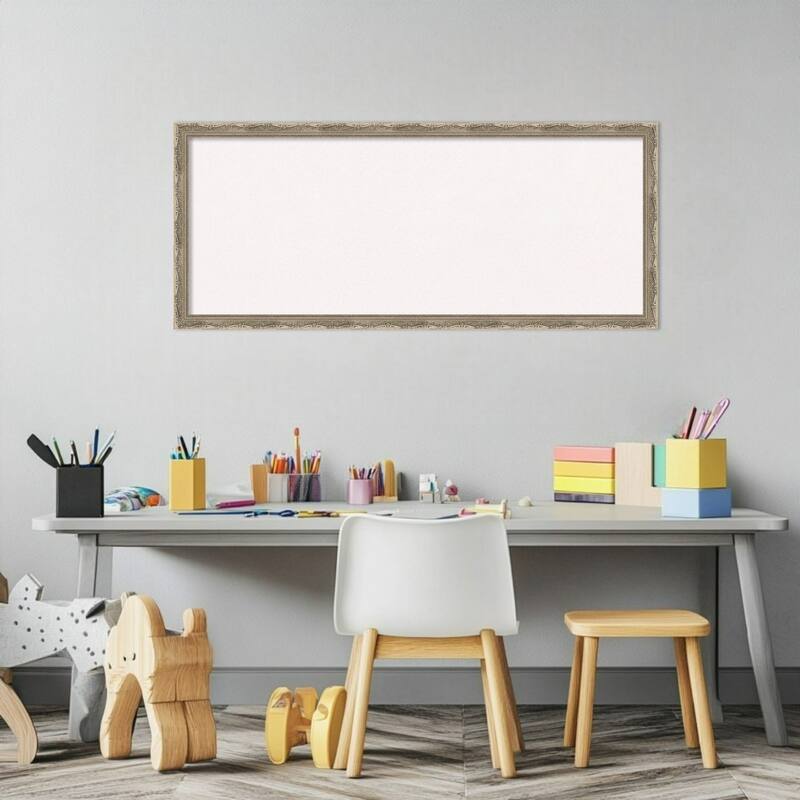 Mila Dark Silver Wood Framed Cork Board - Bulletin Board, Organization Board, Pin Board