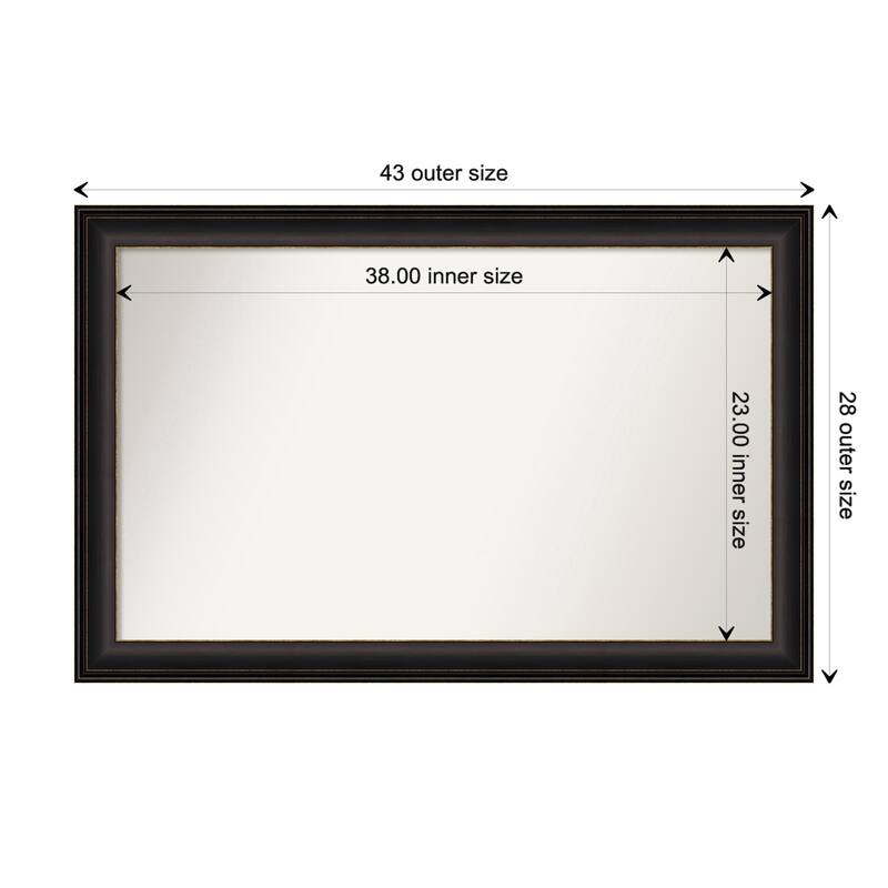 Trio Oil Rubbed Bronze Framed Non-Beveled Custom Wall Mirror, Bathroom Vanity Mirror - Outer Size: 42.5 x 27.5