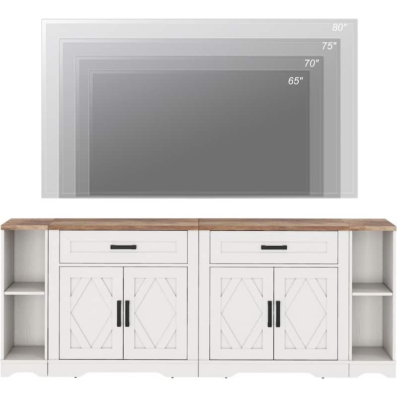 Farmhouse Entertainment Center with Storage Barn Door Cabinet for 50"-130" TVs