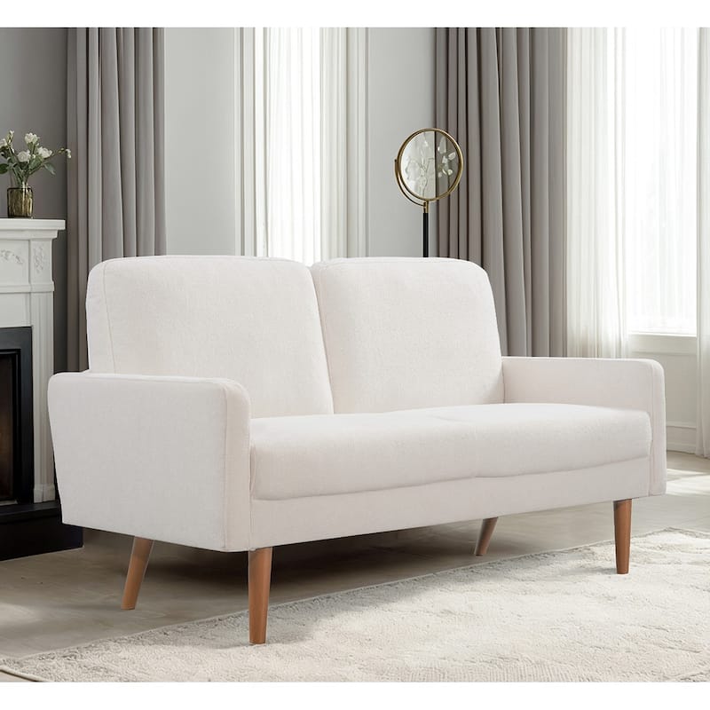 Velvet Loveseat Sofa - Ivory