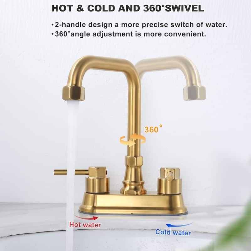 WOWOW 4 in. Centerset Double Handle High Arc Bathroom Faucet