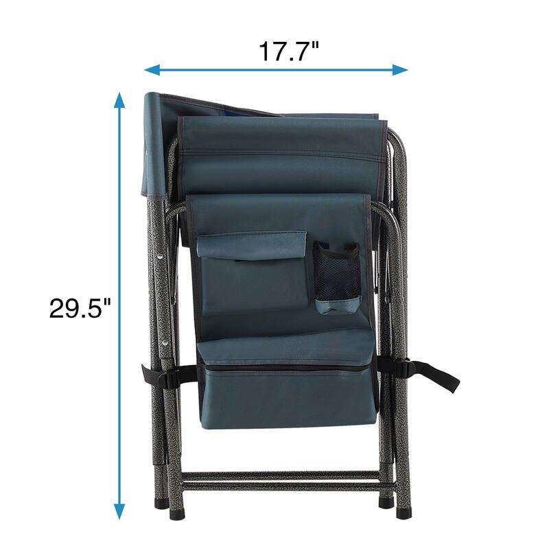 Padded Folding Outdoor Chair with Storage Pockets