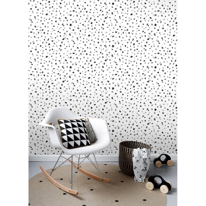 Chesapeake Ona Charcoal Terrazzo Wallpaper - 20.9 x 396 x 0.025