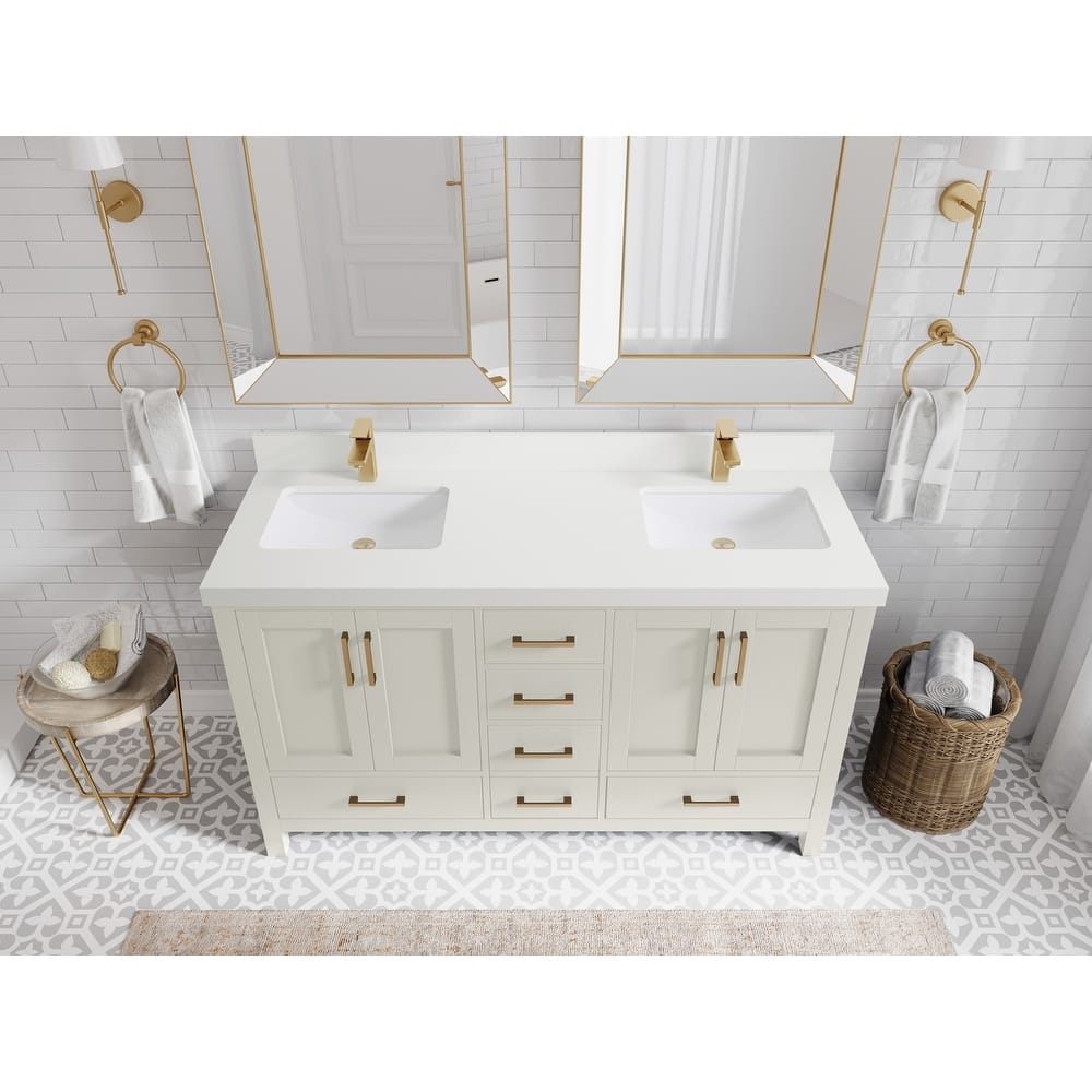 Willow Collections 60 in. W x 22 in. D Malibu Double Sink Bathroom Vanity with Countertop
