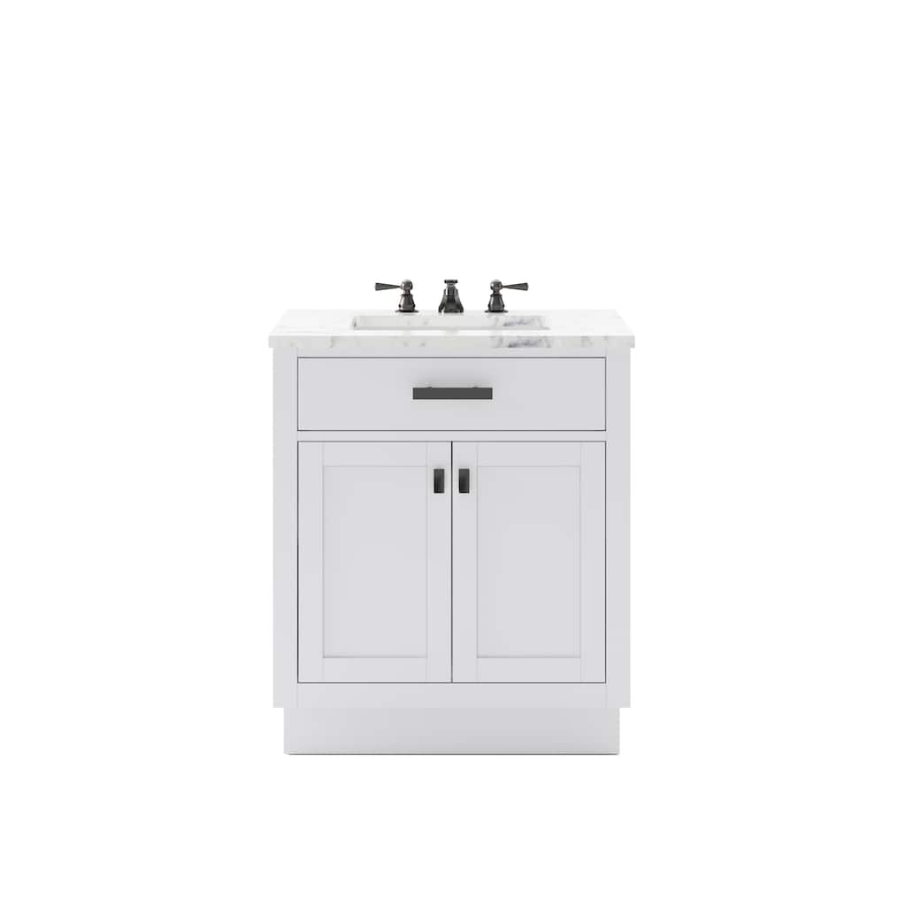 Hartford Marble Countertop Bath Vanity in White with Classic Faucet