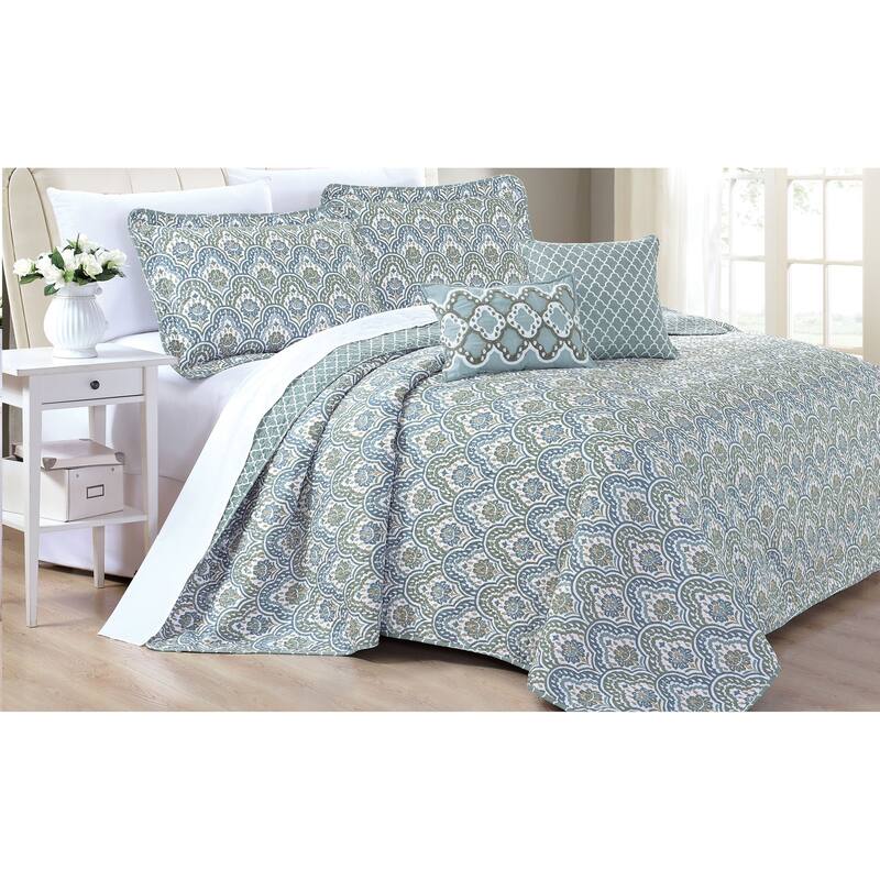 Serenta 5 Piece Printed Microfiber Mini Tivoli Quilt Set