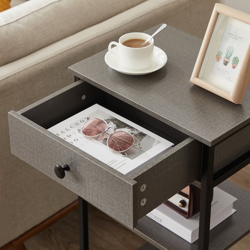 Javlergo Nightstand with 1-Drawer and 3-tier Wood Storage Shelf