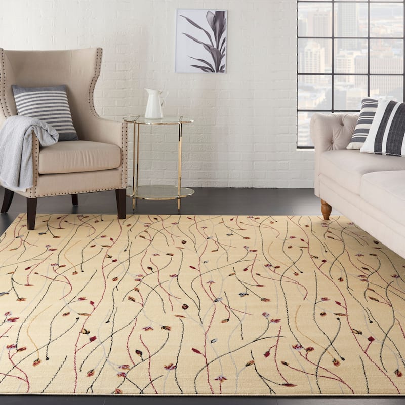 Nourison Grafix Floral Botanical Transitional Area Rug - 7'10" x 9'10" - Cream