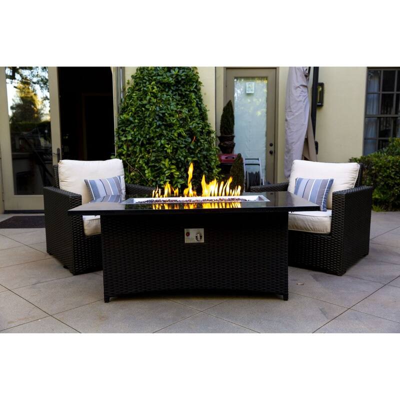 Moda Stylish Outdoor Rectangle Fire Pit Table Rain Cover Included