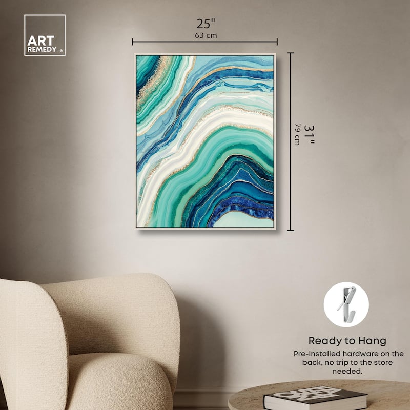 Blue Green Abstract Agate I Canvas by Art Remedy