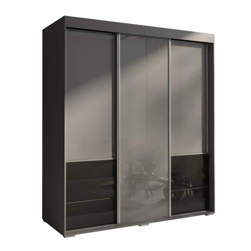 Monaco 3-door Modern 71-inch Glass Front Wardrobe