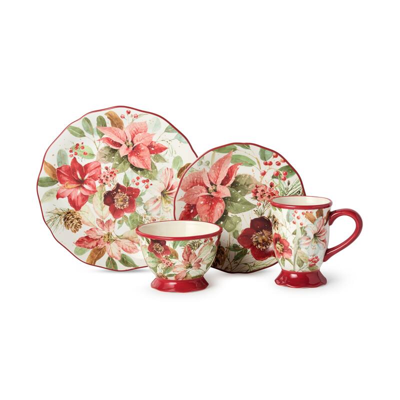 Certified International Winter Blooms 16pc Dinnerware Set, Service for 4