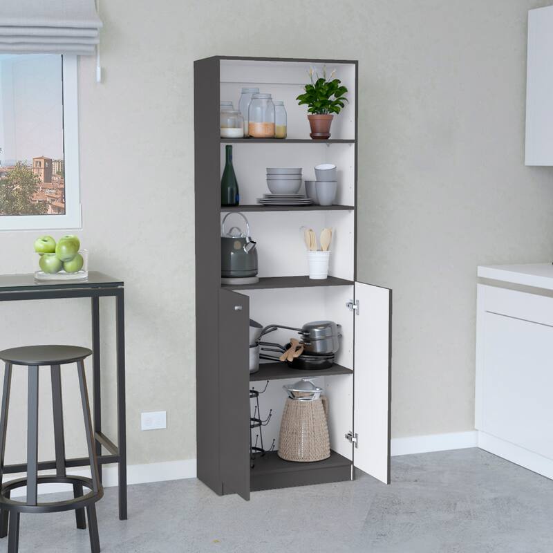 Home 2-Door Bookcase, Modern Storage Unit with Dual Doors and Multi-Tier Shelves