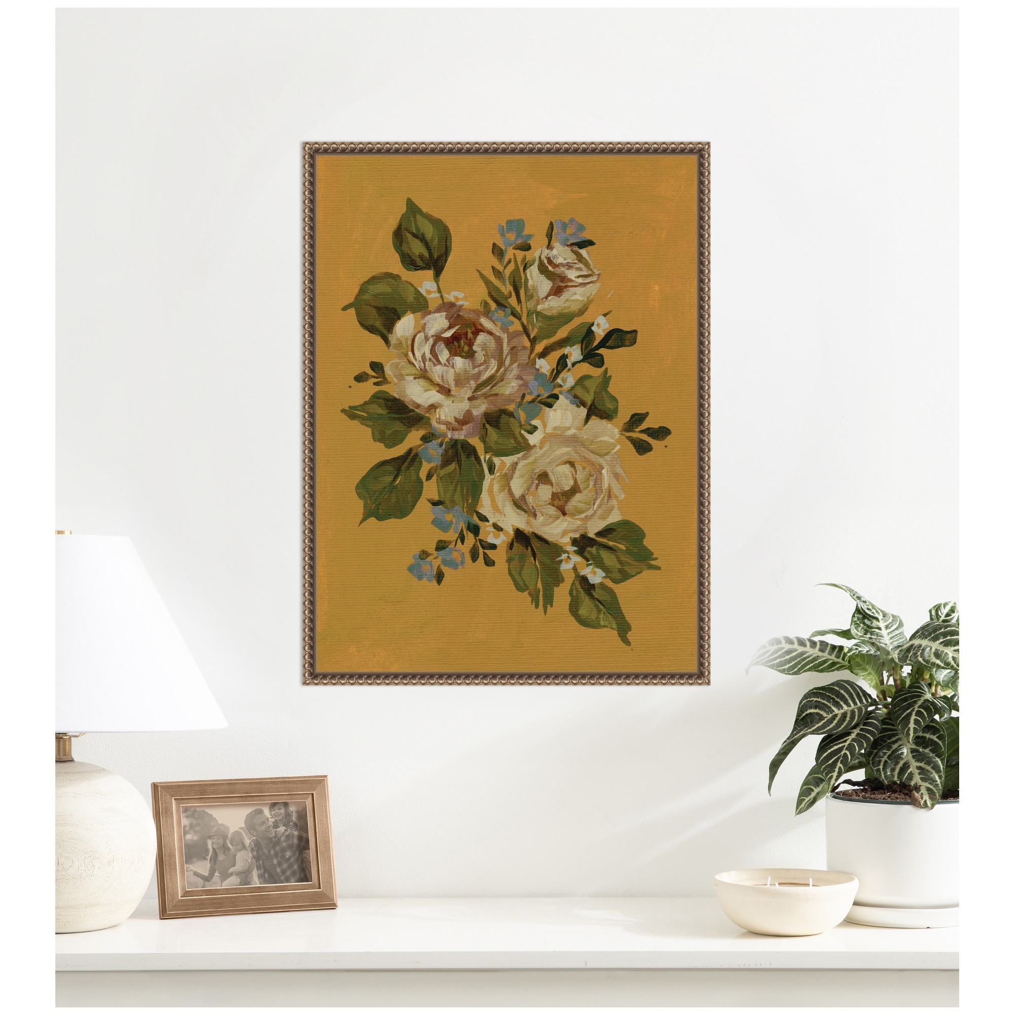 Kate and Laurel Floral 3 by Annie Quigley Framed Canvas Wall Art Print