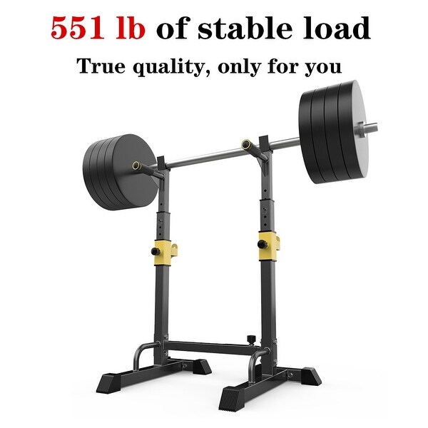 Squat Stand with Bench-Barbell Rack Squat Stand Dipping Station Weight Bench-550LBS Max Load Power Tower for Strength Training OLDM Adjustable Squat Rack 