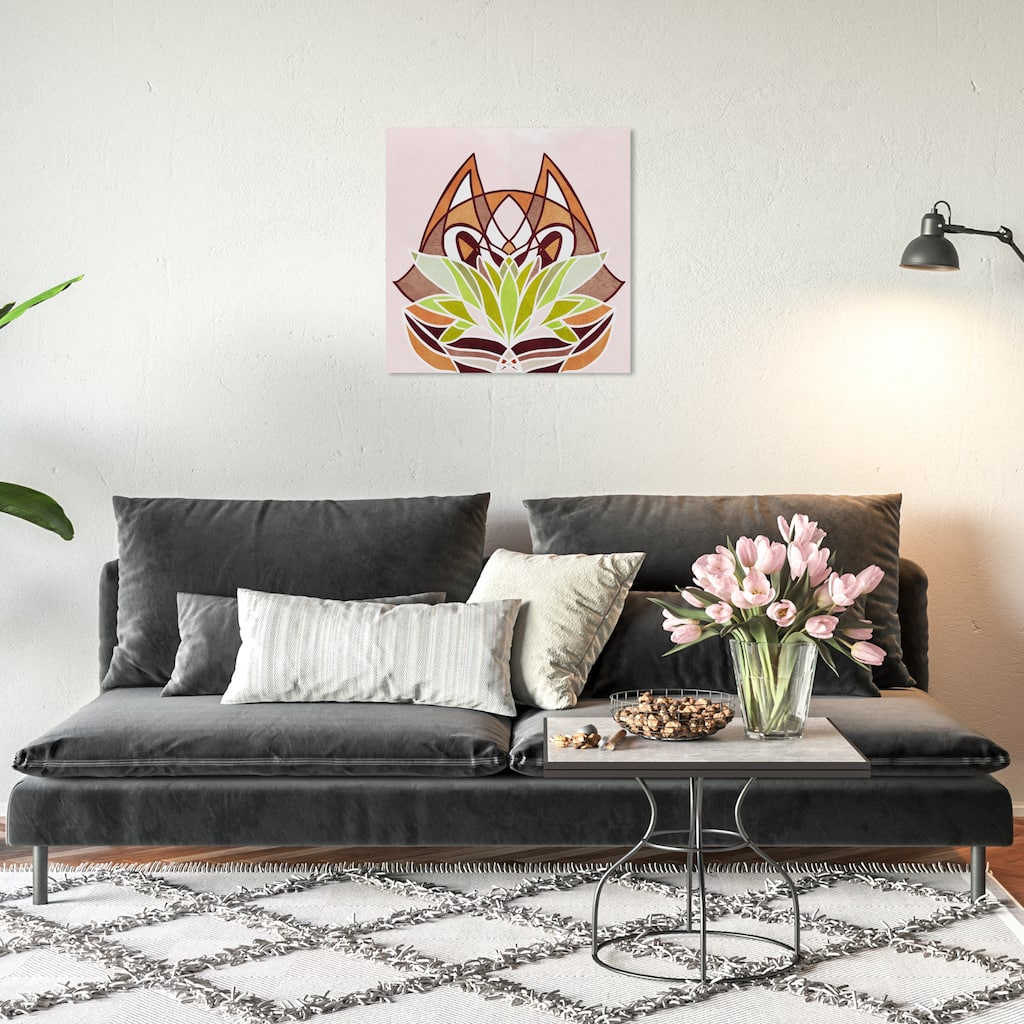 Wynwood Studio Canvas Animals Peeking Blossom Brown and Modern & Contemporary Wall Art Canvas Print