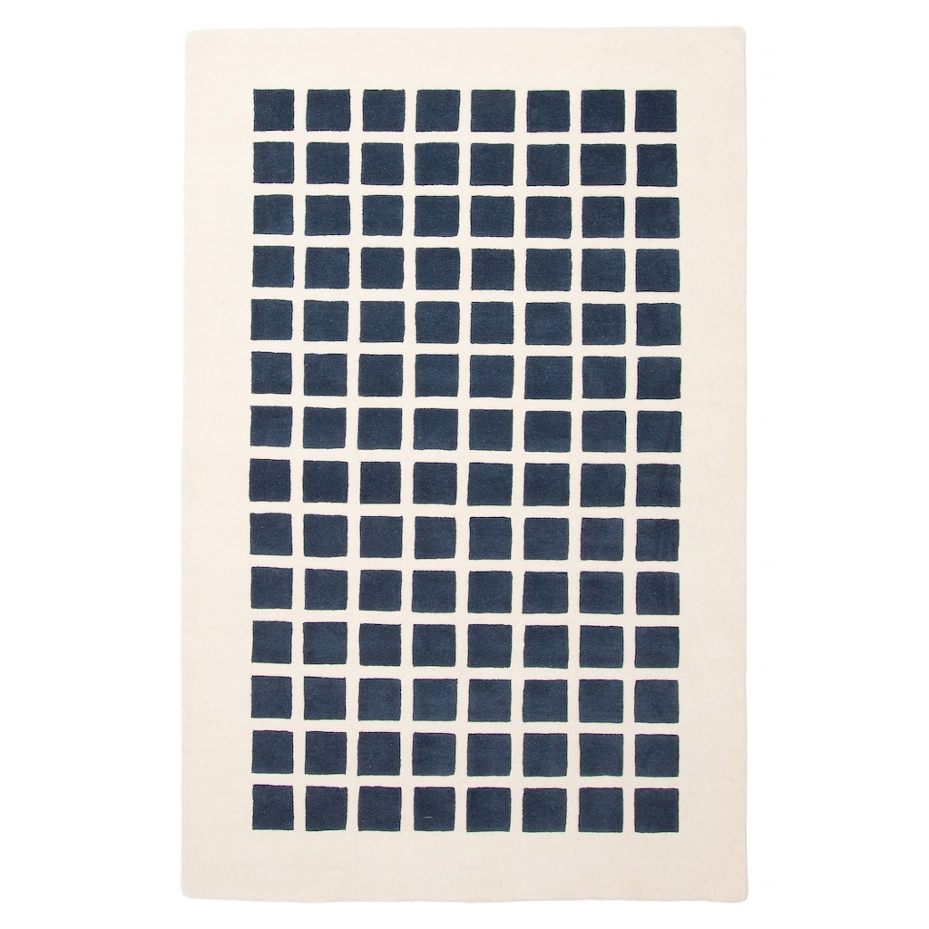 ECARPETGALLERY Hand Tufted Timeless Navy Wool Rug - 5'0 x 8'0