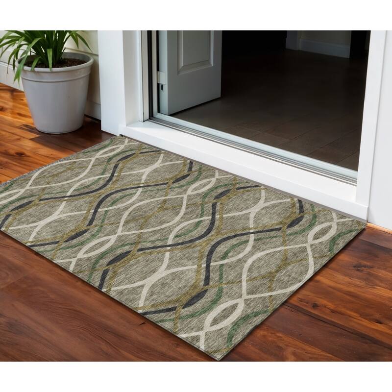 HomeRoots Abstract Transitional Rectangle Outdoor Rug - 3' x 5'