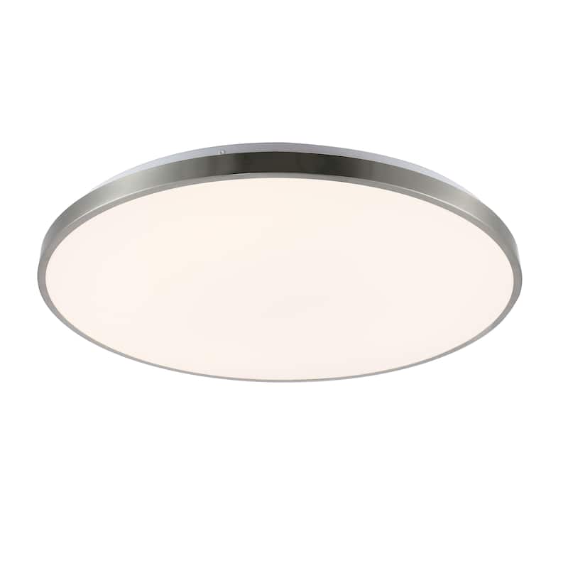 Marelle 21.25" 1-Light Modern Minimalist Iron Circle Integrated LED Flush Mount by JONATHAN Y - Brushed Nickel