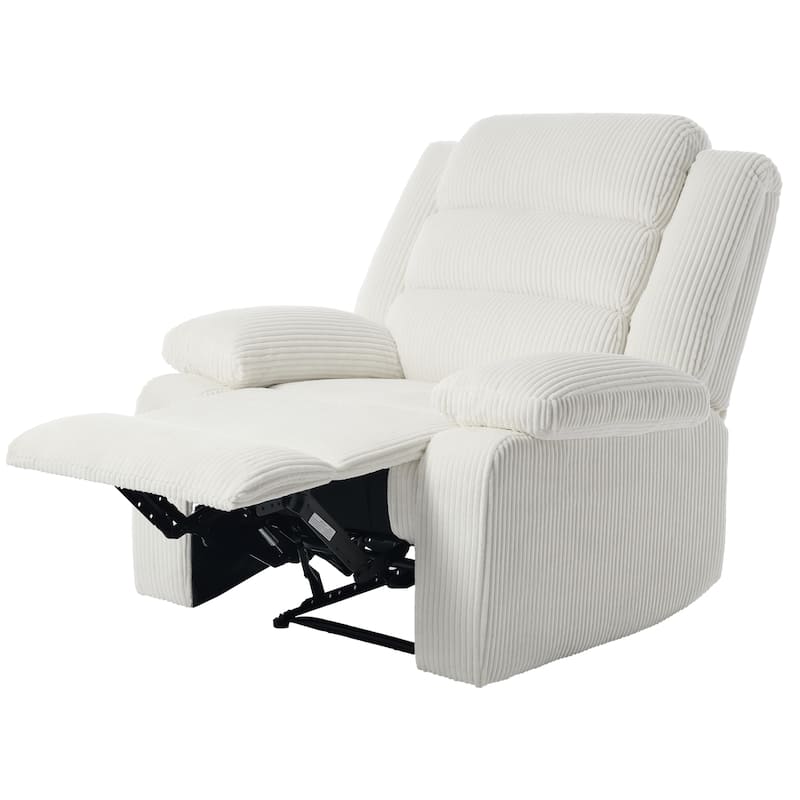 2 Set Modern Corduroy Manual Recliner Chair, Oversize Accent Chair Recliner with Wide Armrest