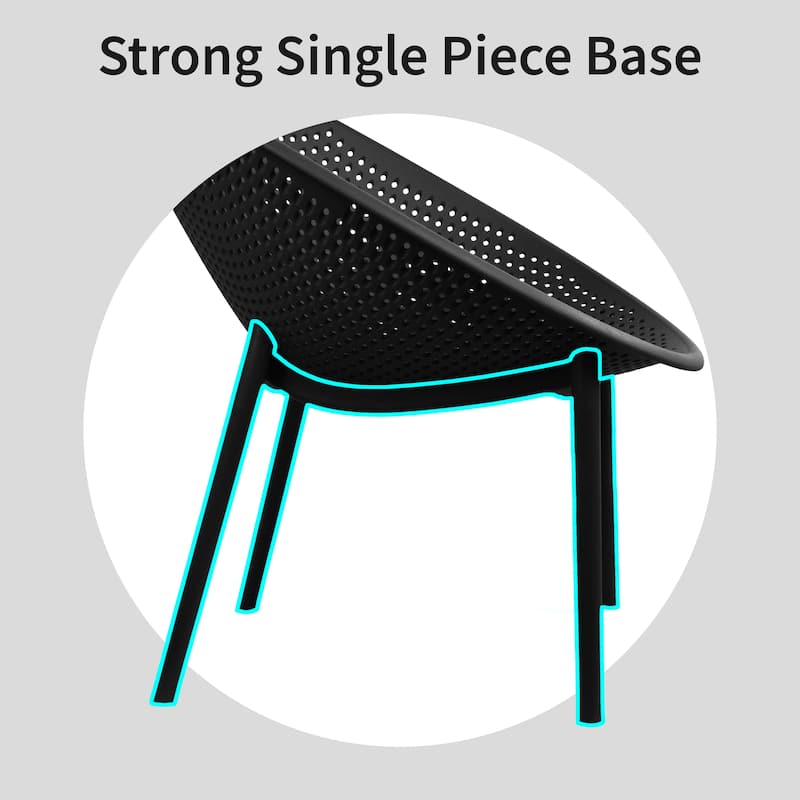 Mid-Century Modern Plastic Lounge Chair Plastic Legs with Breathable Perforated Egg Shaped Seat for Indoor/Outdoor Use
