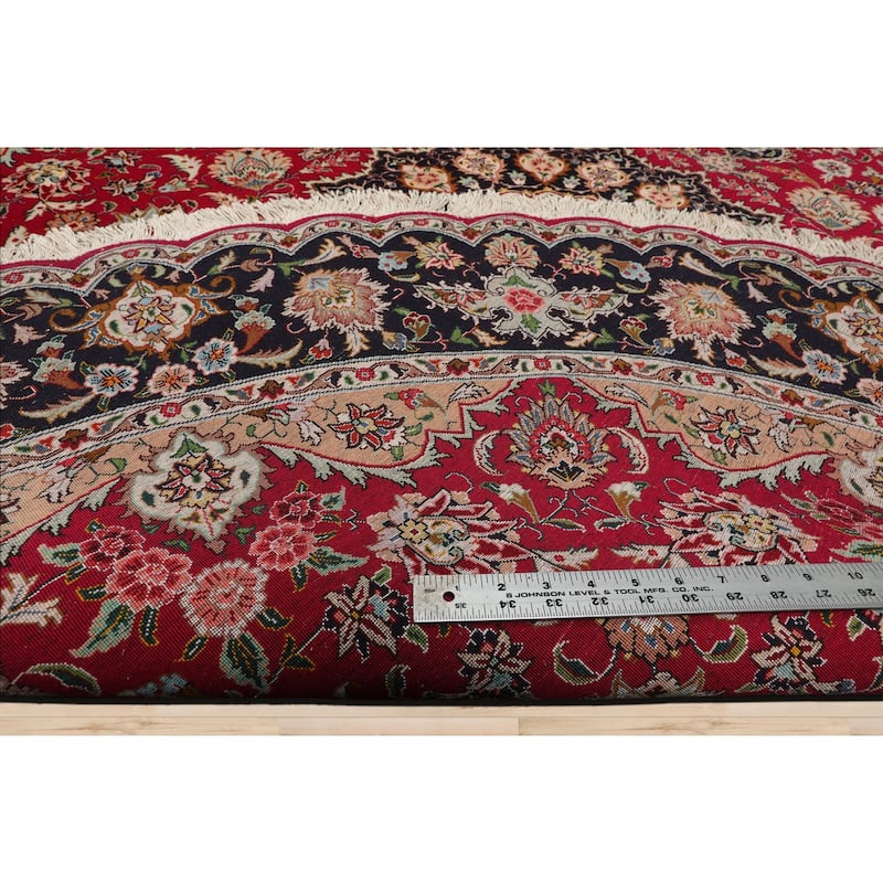 6'7''x6'7'' Round Hand Knotted Wool Fuschia Round Oriental Area Rug - 6' 7'' x 6' 7''-Round