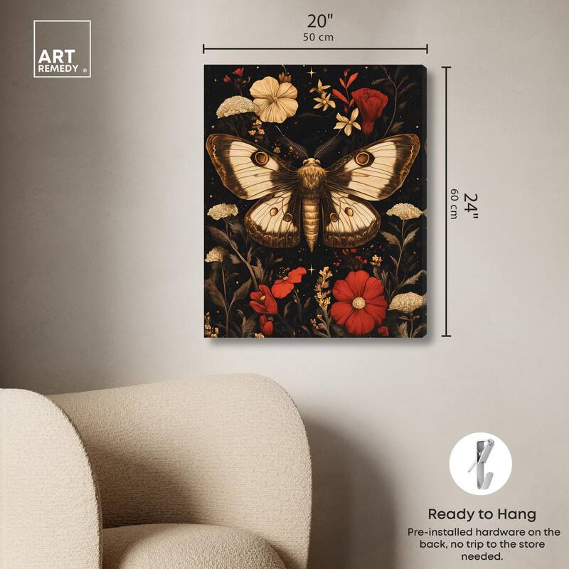 Flying Moth Canvas by Art Remedy, Gallery Wrapped