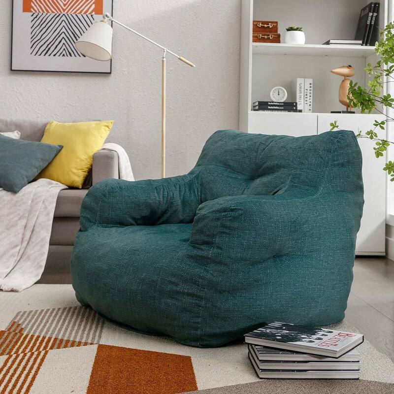 Modern & Elegant Bean Bag Chair | High Resilience Foam | Teddy Fabric or Cotton Linen | Versatile Lounge Seating