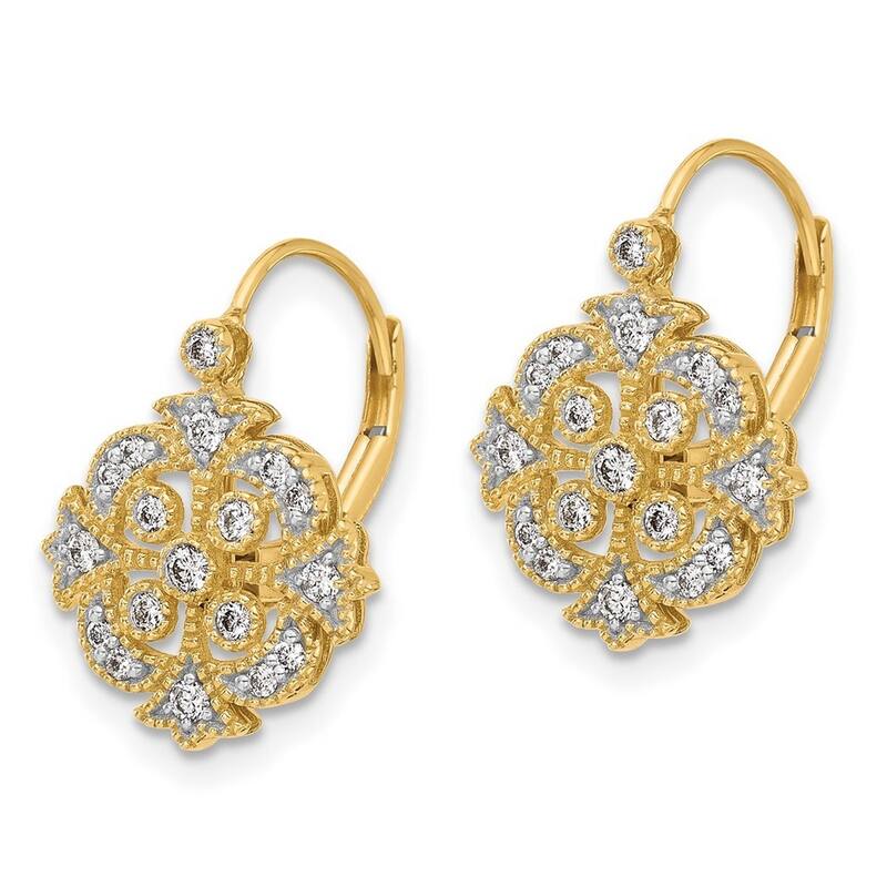 Curata 14k Diamond Leverback Earrings - 18x12mm Wide