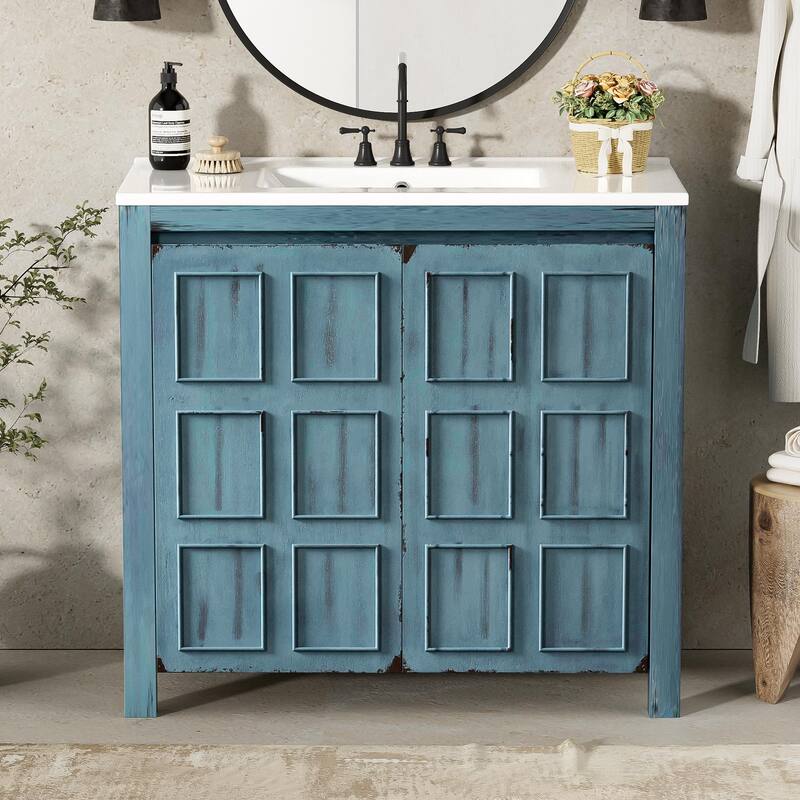 36 "Ceramic Sink Bathroom Vanity Set with Storage Cabinet Organizer‌.