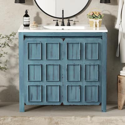 Roomfitters 36" Bathroom Vanity with Ceramic Sink and Storage Cabinet
